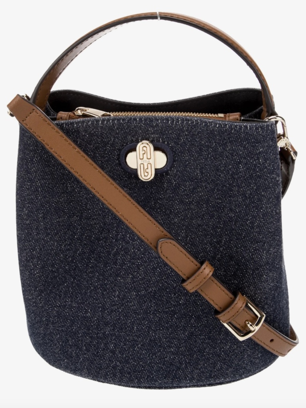 Furla, Blue Denim Top Handle Bag